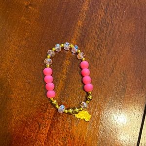 Pink with gold Guadalupe virgin stretchy bracelet